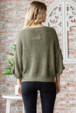 Veveret Round Neck Roll-Up Sweater - Flyclothing LLC
