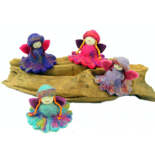 Hand Felted Colorful Flower Fairies - Set of 4 - Global Groove - Global Groove