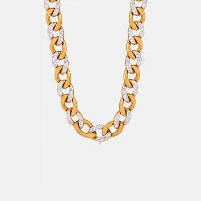 Zircon Titanium Steel Chunky Chain Necklace - Trendsi - Flyclothing LLC