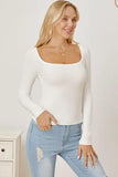 Square Neck Long Sleeve T-Shirt - Trendsi