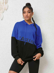 CASUAL Graphic Two-Tone Hoodie - Trendsi
