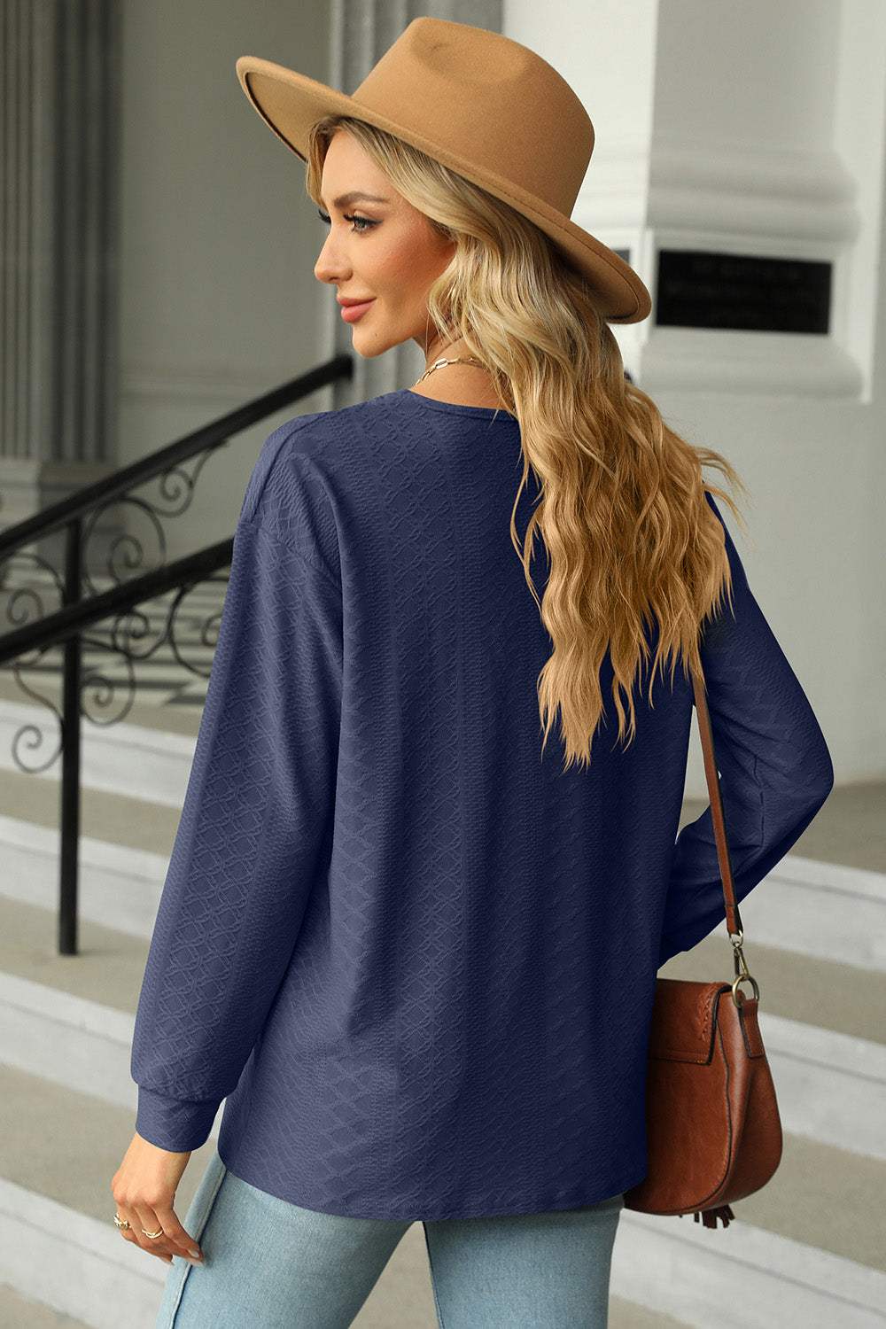 V-Neck Long Sleeve T-Shirt - Trendsi - Flyclothing LLC