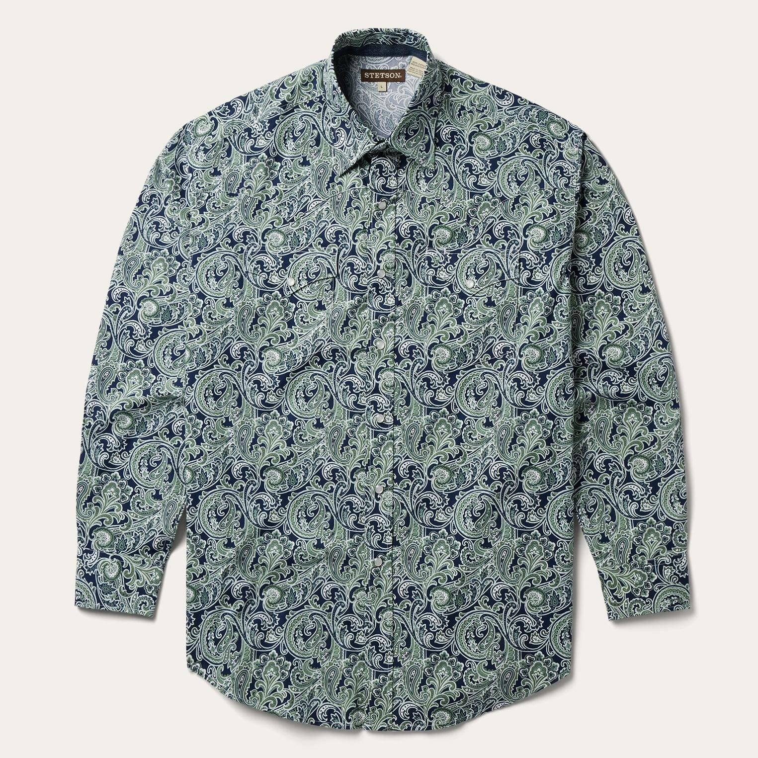 Stetson Greenspring Paisley Print Western Shirt