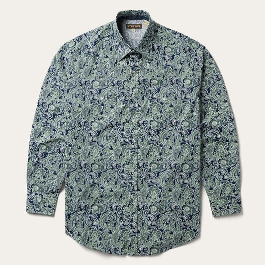Stetson Greenspring Paisley Print Western Shirt