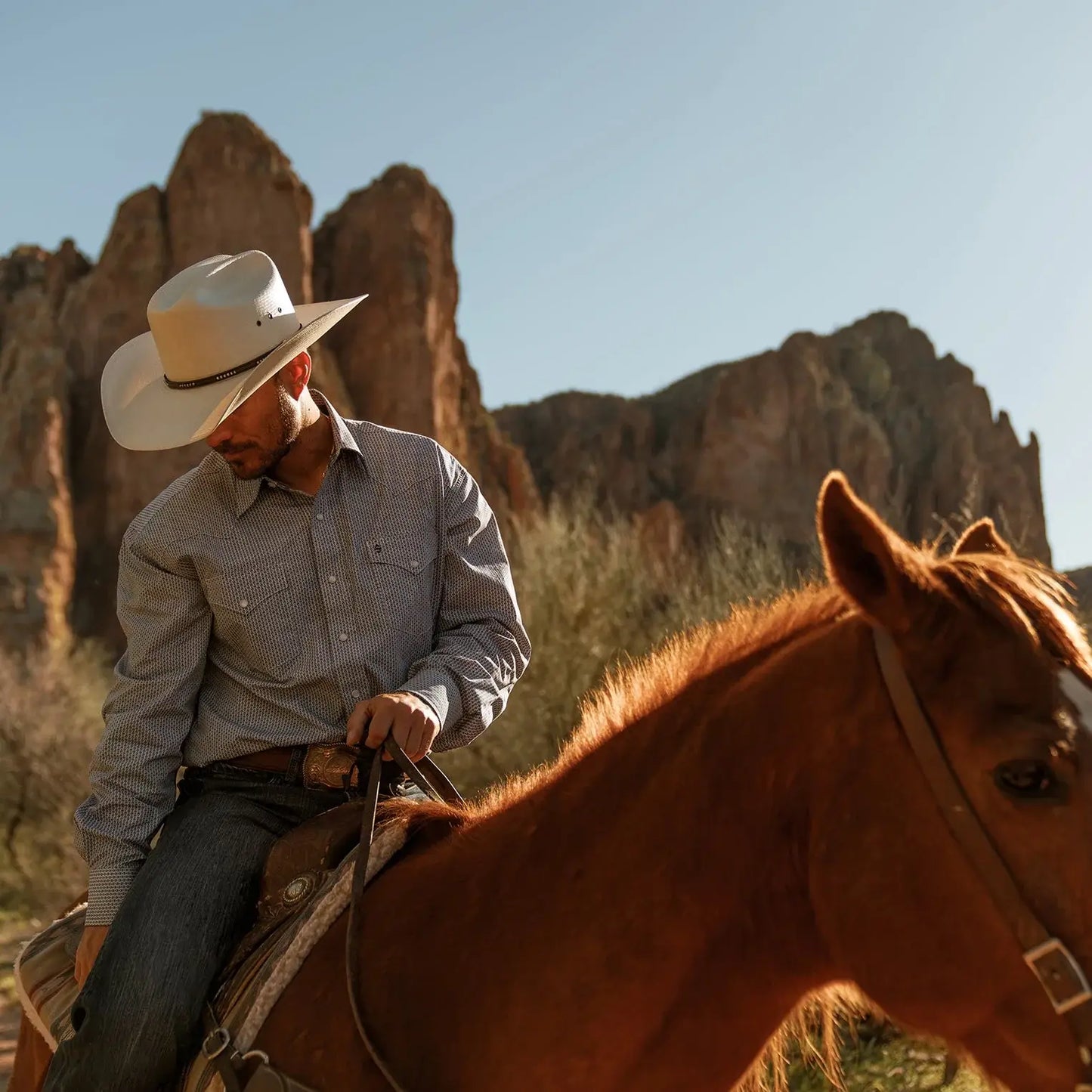 Stetson Blue Deco Geo Print Western Shirt - Stetson - Flyclothing LLC