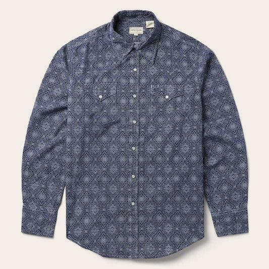 Stetson Blue Medallion Print Western Shirt - Stetson - Flyclothing LLC