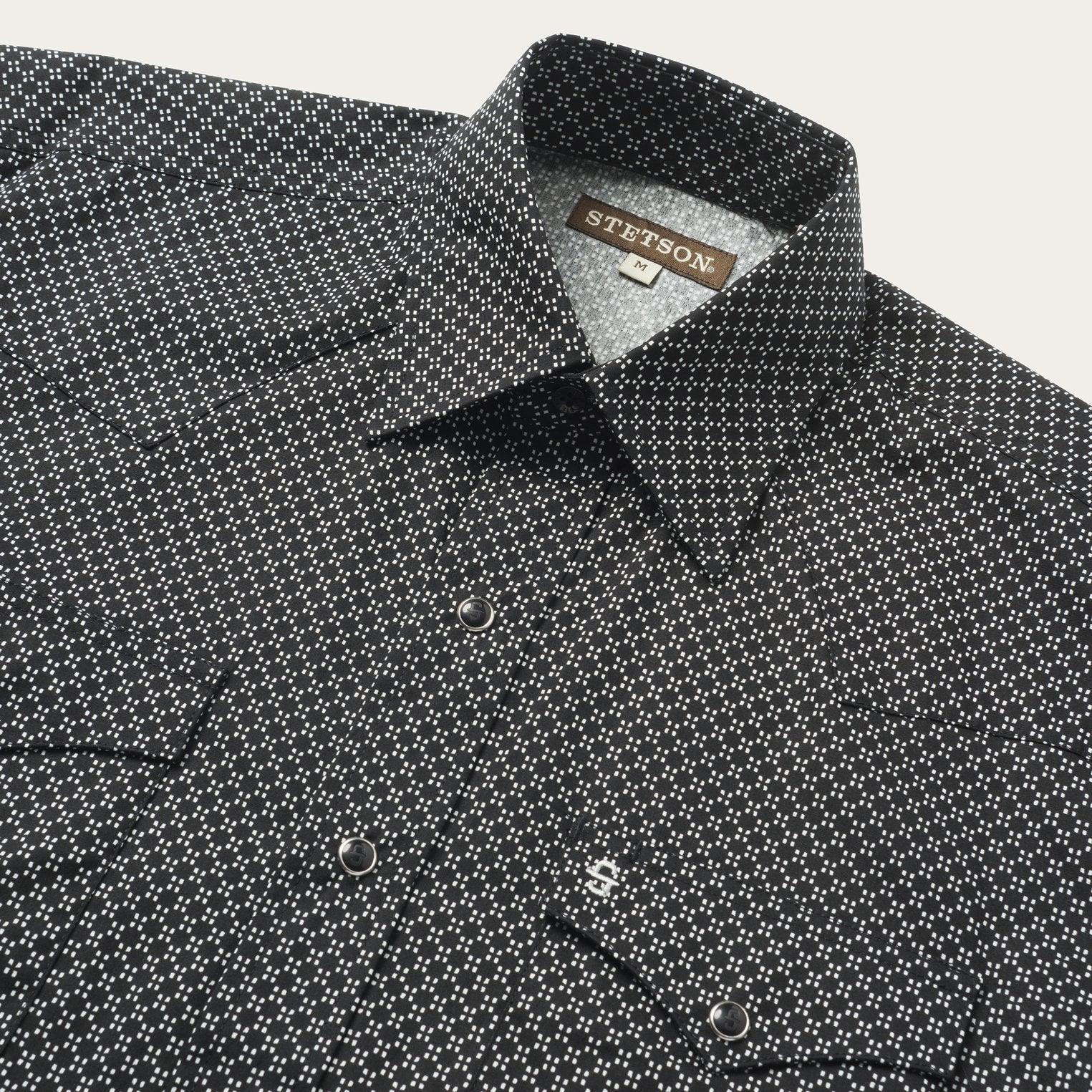 Stetson Classic Snap Front Shirt in Black & White - Flyclothing LLC