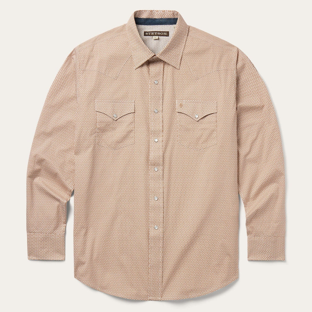 Stetson Orange Diamond Print Western Shirt - Stetson