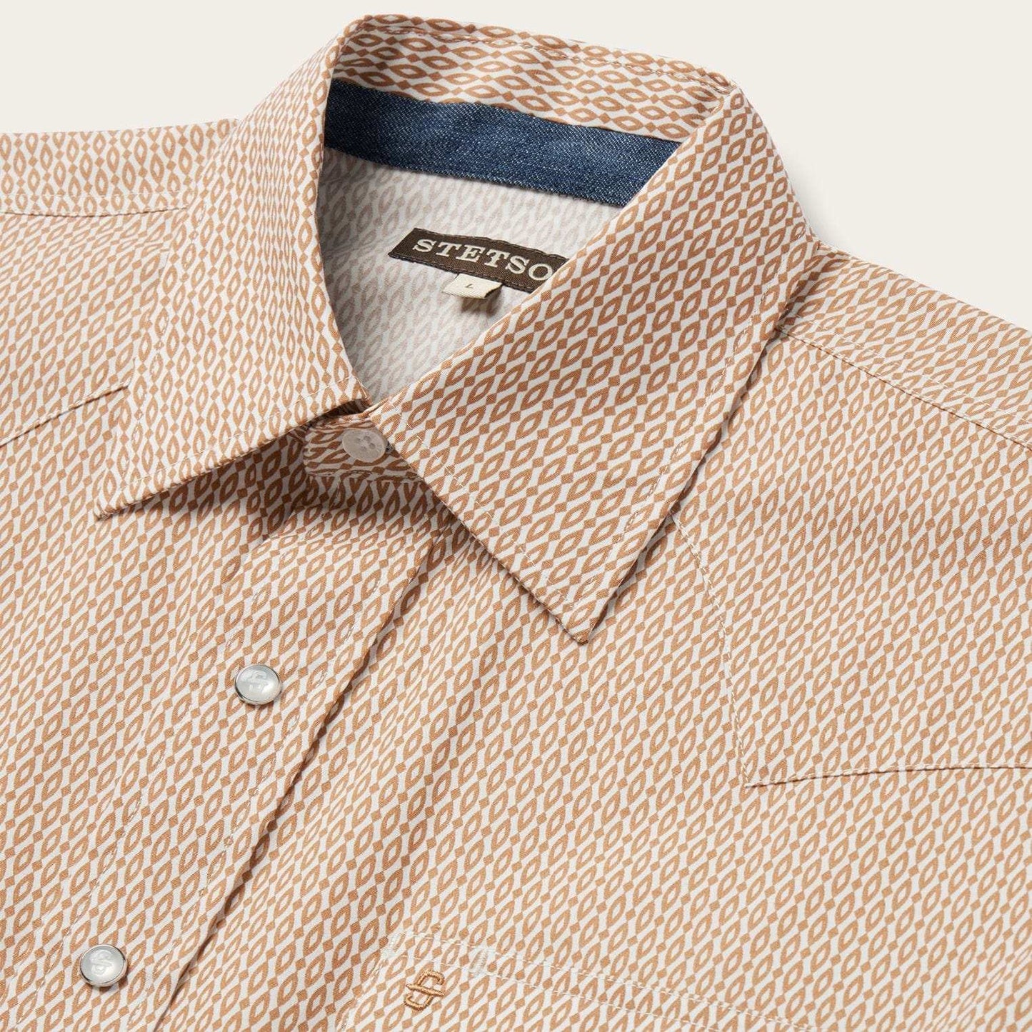 Stetson Orange Diamond Print Western Shirt - Stetson - Flyclothing LLC