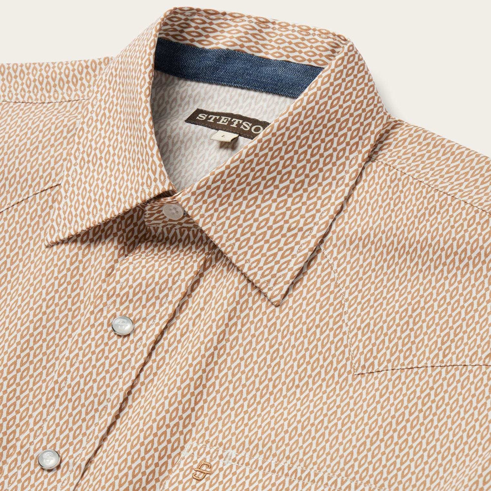Stetson Orange Diamond Print Western Shirt - Stetson - Flyclothing LLC