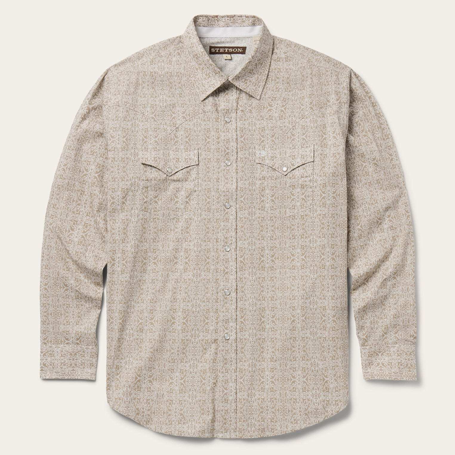 Stetson Sand Medallion Print Western Shirt - Stetson - Flyclothing LLC