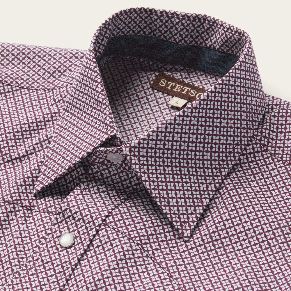 Stetson Blue Four Point Geo Print Western Shirt - Stetson - Flyclothing LLC