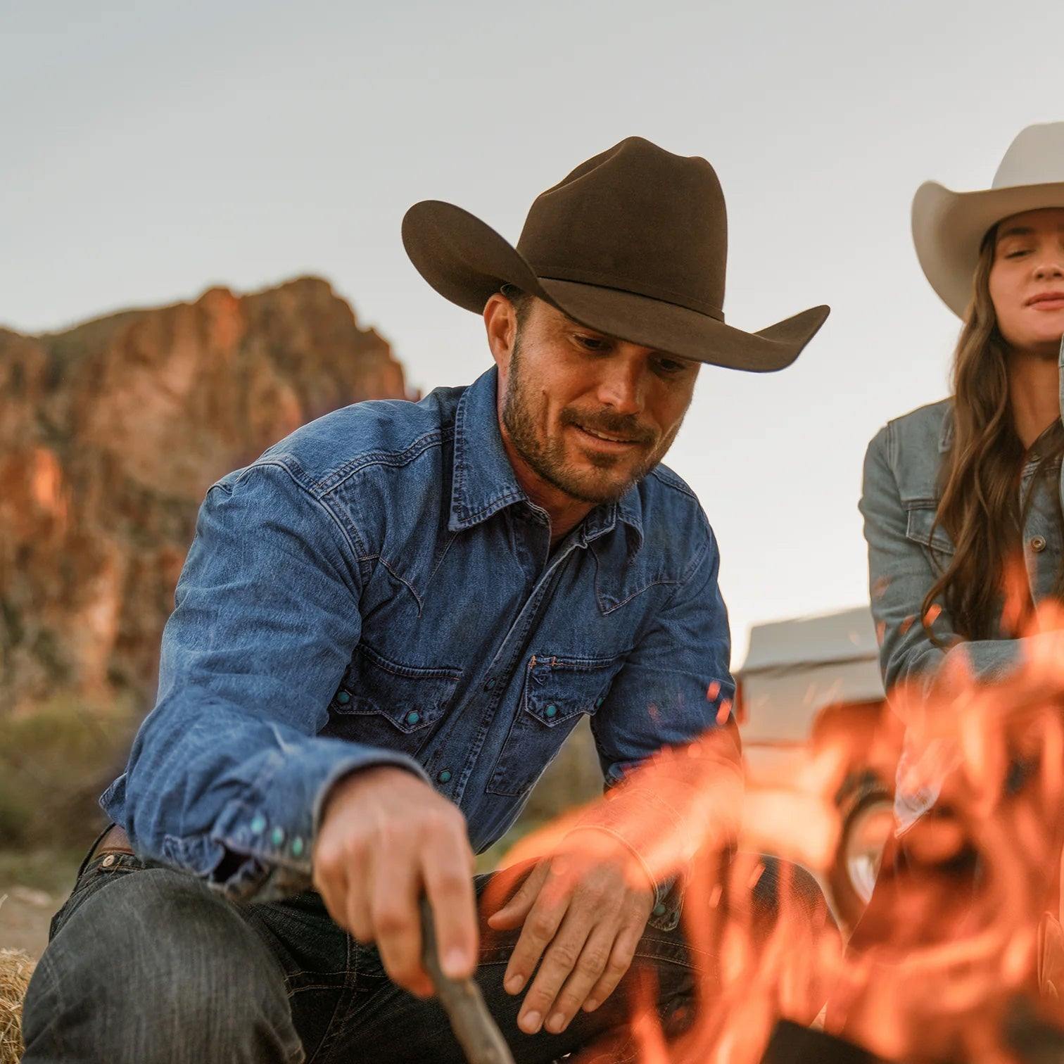 Stetson Turquoise Snap Western Denim Shirt