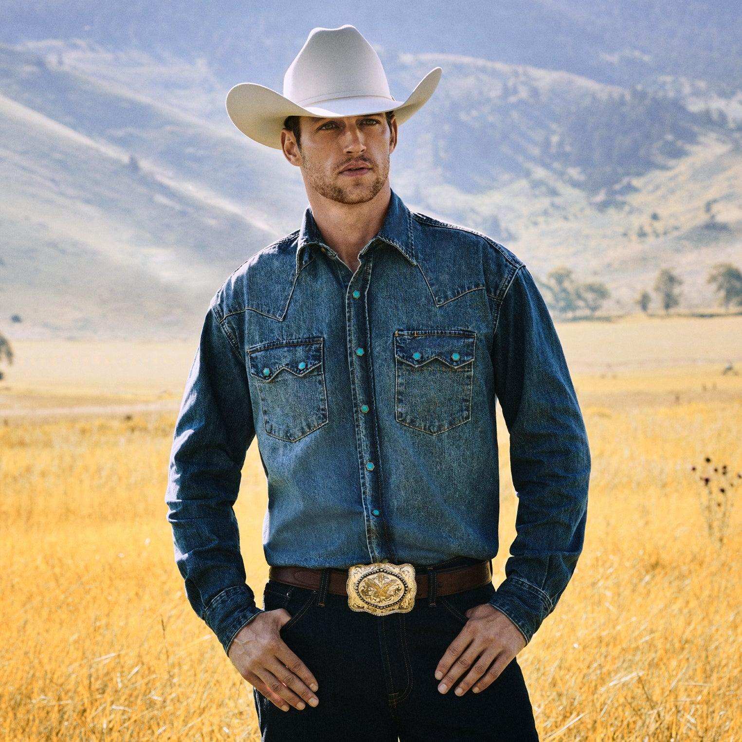 Stetson Turquoise Snap Western Denim Shirt - Stetson - Flyclothing LLC