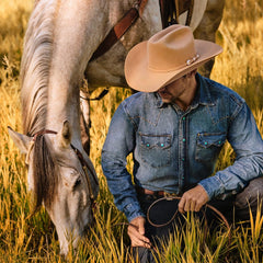 Stetson Turquoise Snap Western Denim Shirt