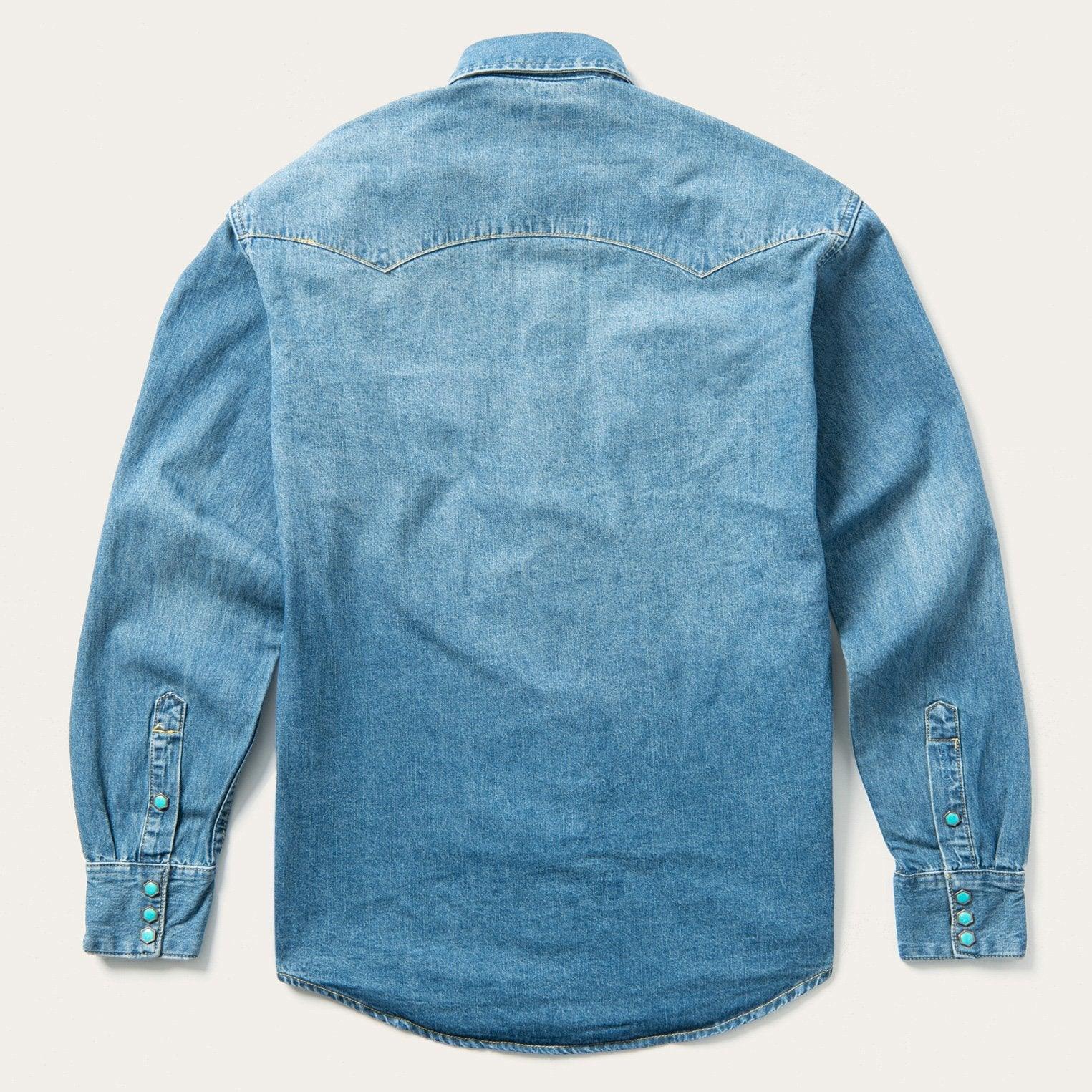 Stetson Turquoise Snap Western Denim Shirt - Flyclothing LLC