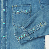 Stetson Turquoise Snap Western Denim Shirt - Stetson - Flyclothing LLC
