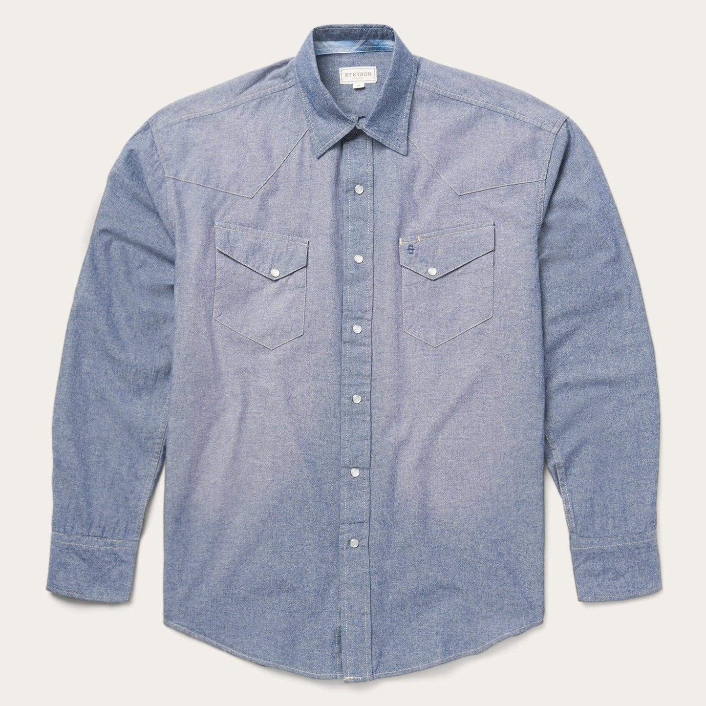 Stetson Modern Snap Front Western Shirt in Chambray - Stetson - Flyclothing LLC