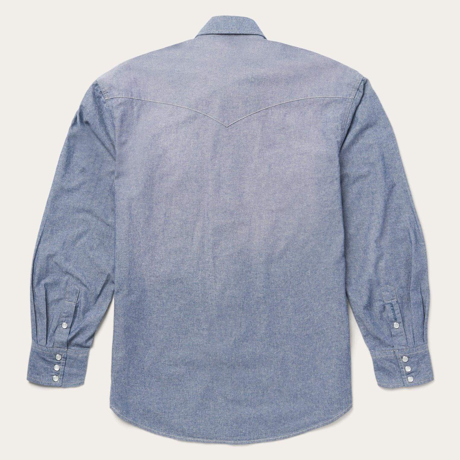 Stetson Modern Snap Front Western Shirt in Chambray - Stetson - Flyclothing LLC
