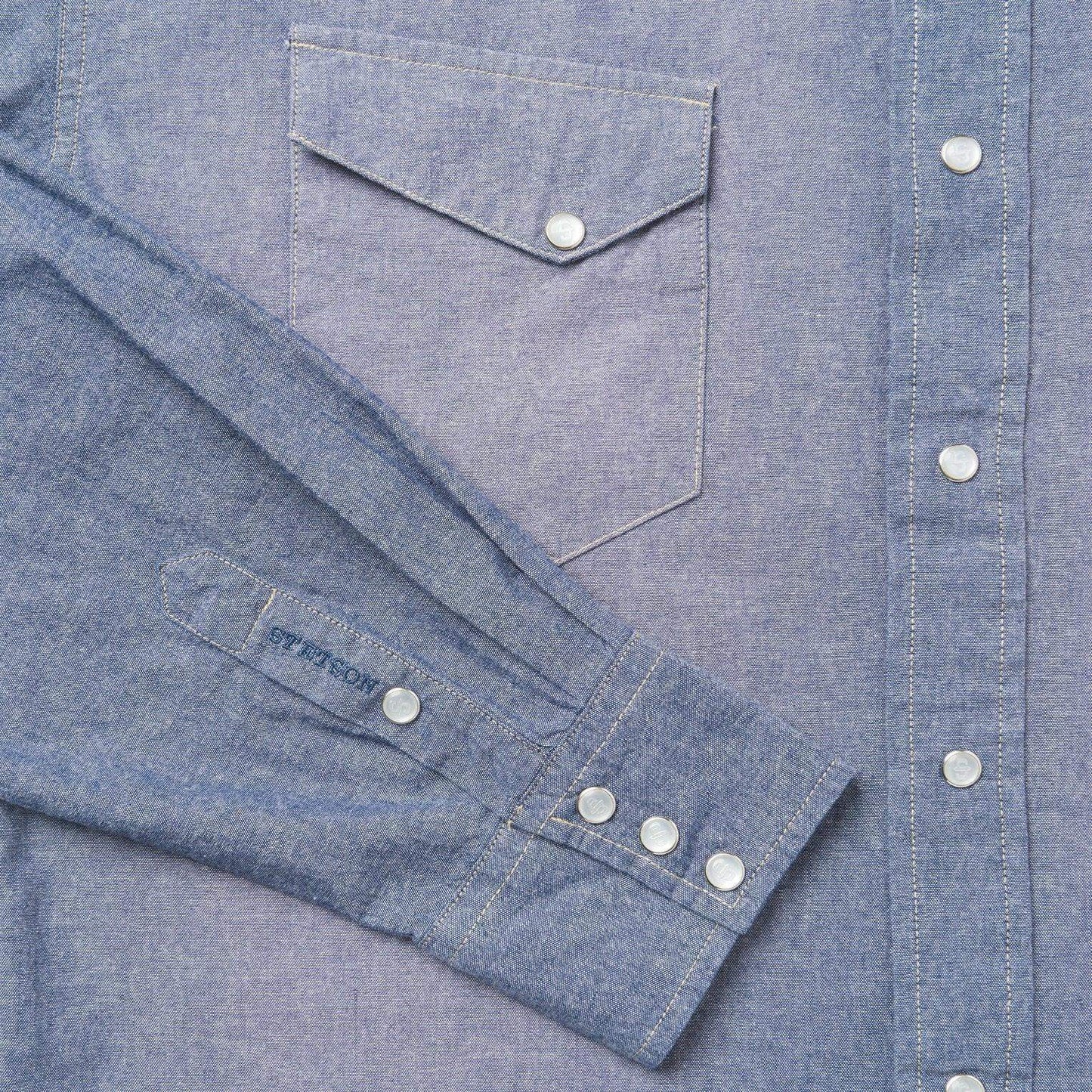 Stetson Modern Snap Front Western Shirt in Chambray - Stetson - Flyclothing LLC