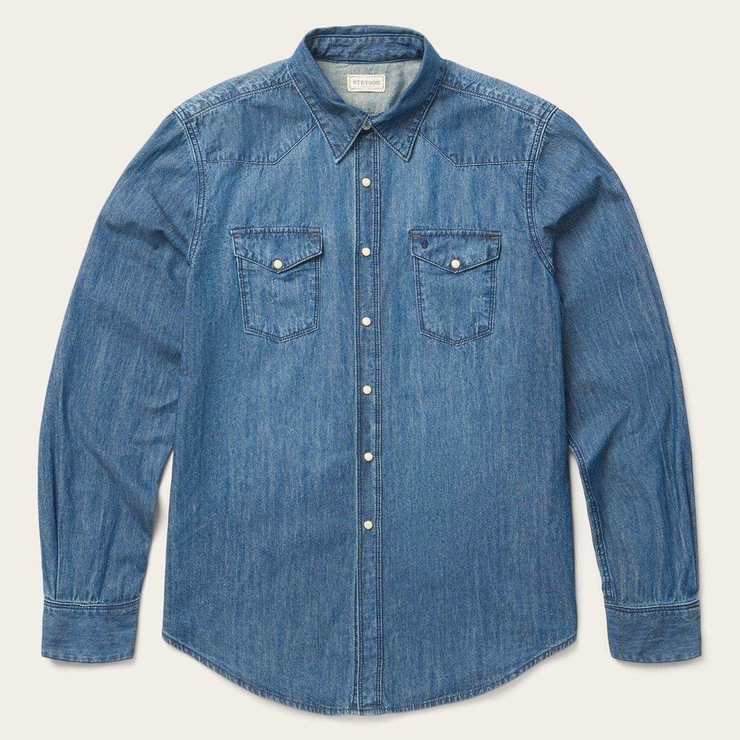 Stetson Medium Blue Denim Shirt - Stetson - Flyclothing LLC