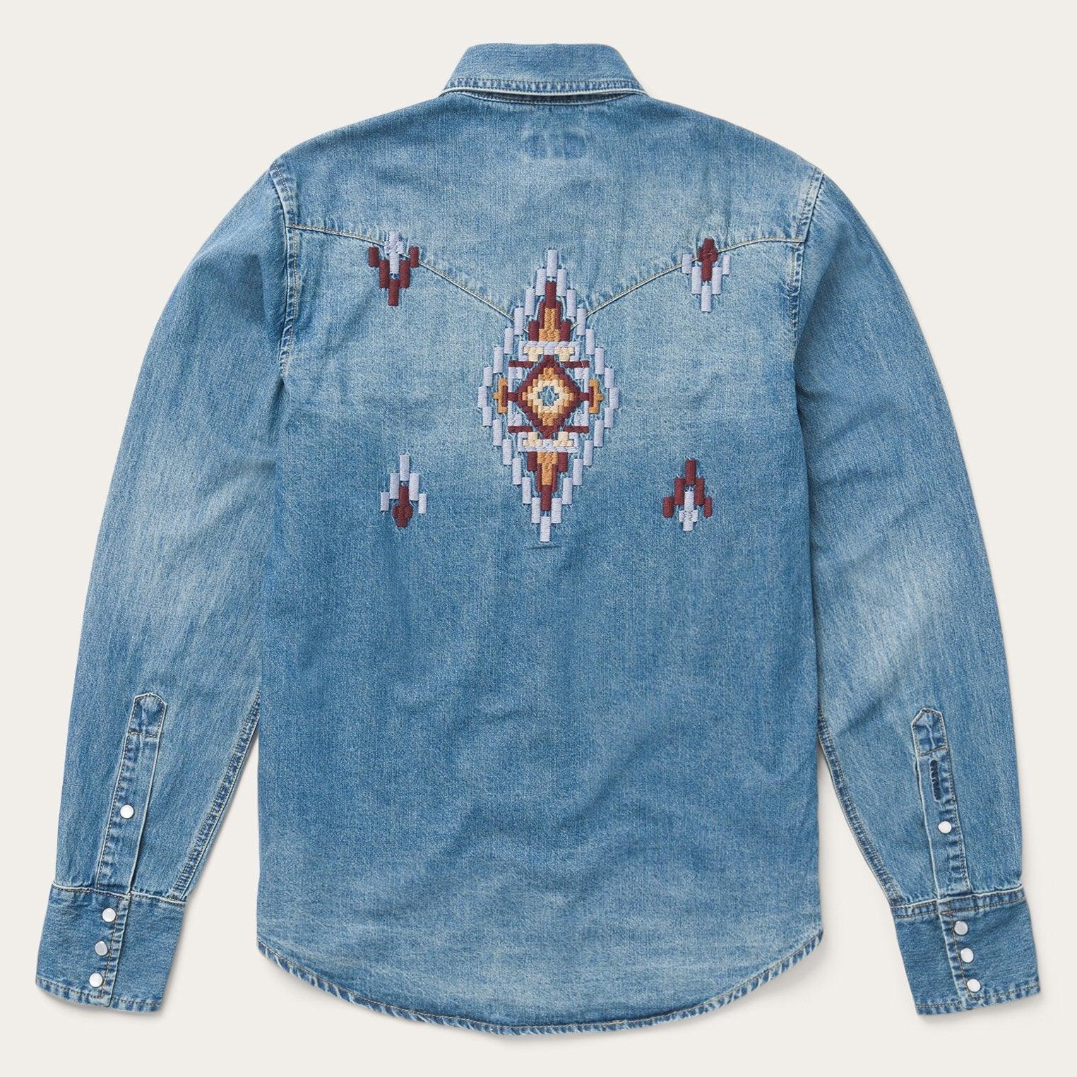 Stetson Aztec Blue Denim Shirt - Flyclothing LLC