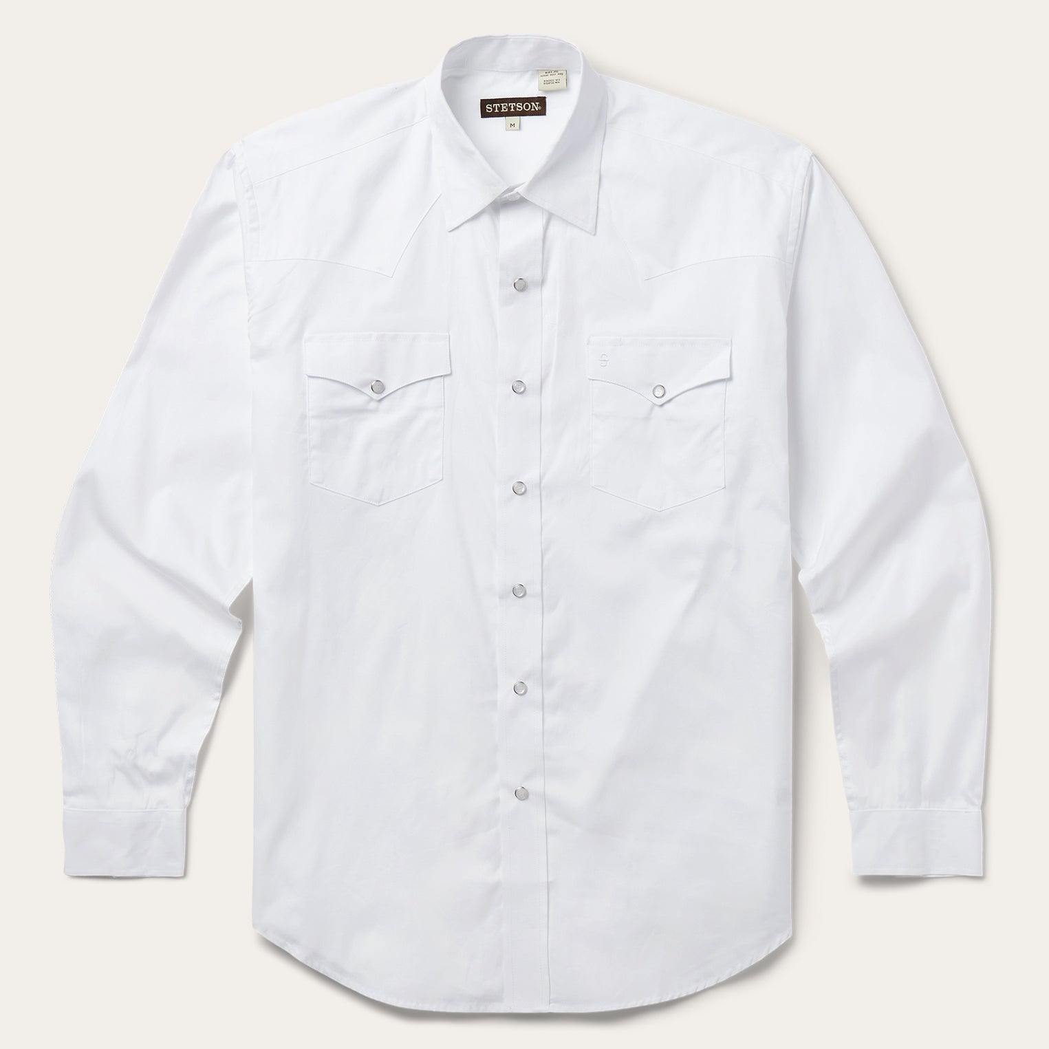Stetson White Pinpoint Oxford Western Shirt