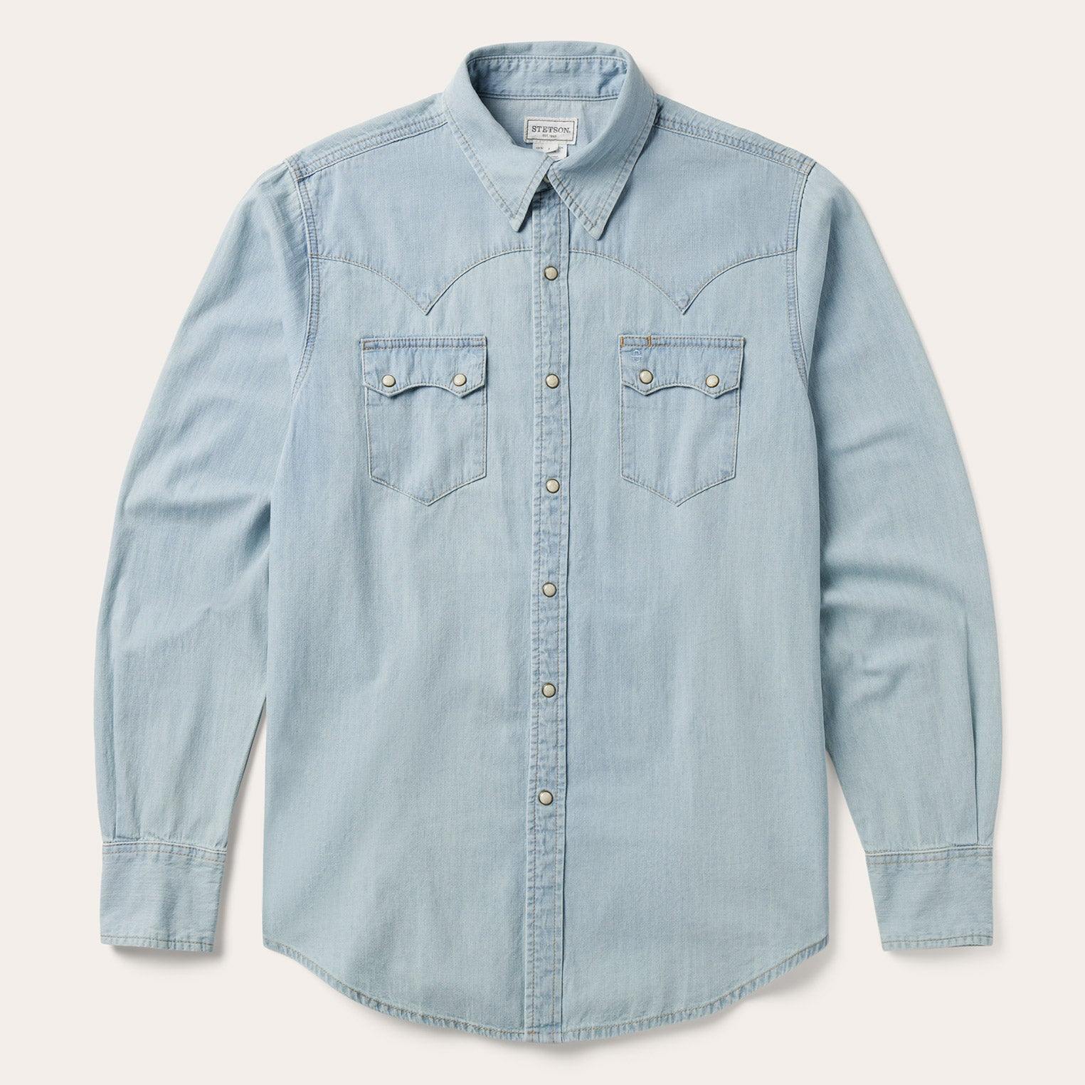 Stetson Light Blue Denim Western Shirt - Stetson