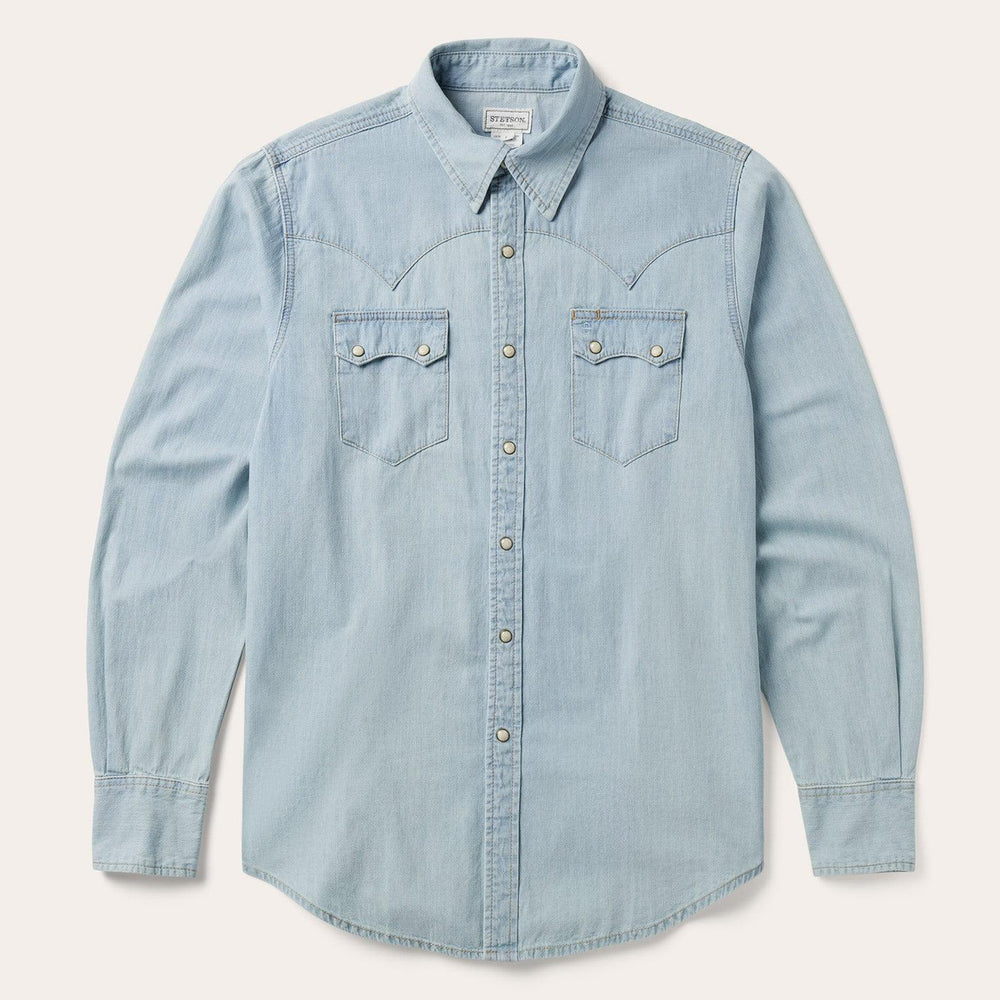 Stetson Light Blue Denim Western Shirt - Stetson