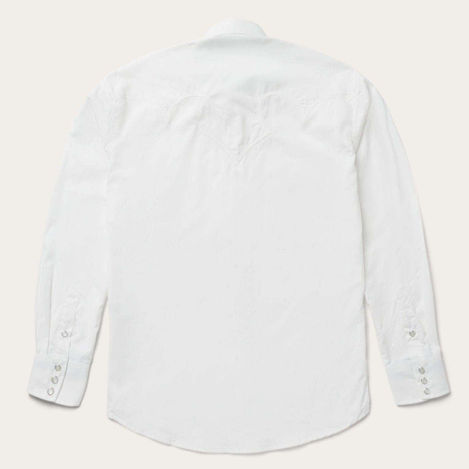 Stetson Classic Solid Snap Poplin Shirt In Optic White - Stetson - Flyclothing LLC