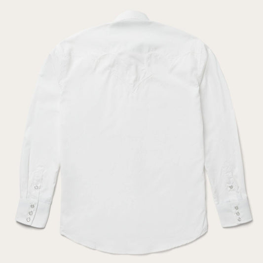 Stetson Classic Solid Snap Poplin Shirt In Optic White