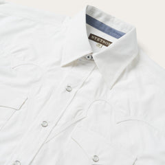 Stetson Classic Solid Snap Poplin Shirt In Optic White - Flyclothing LLC