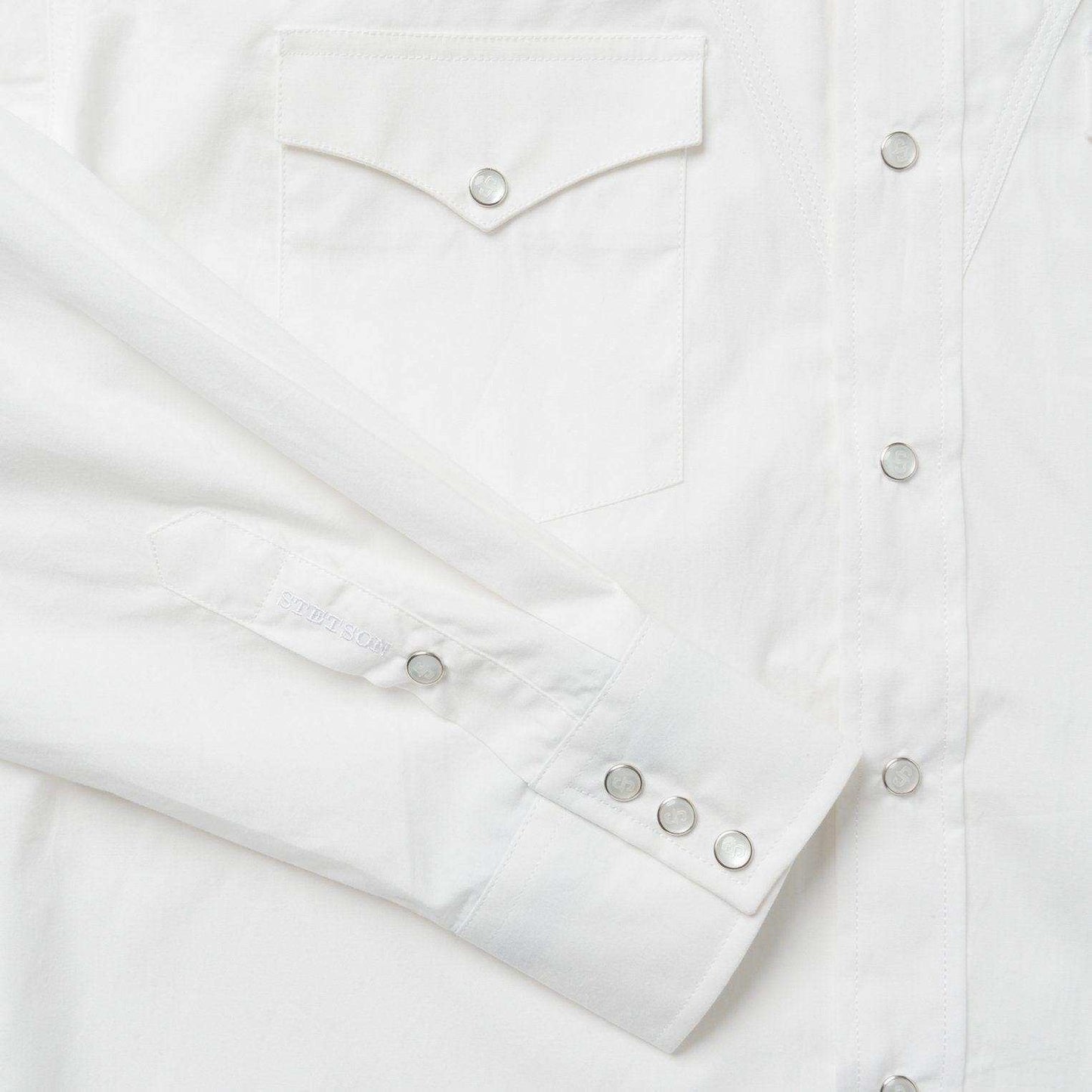Stetson Classic Solid Snap Poplin Shirt In Optic White - Stetson - Flyclothing LLC