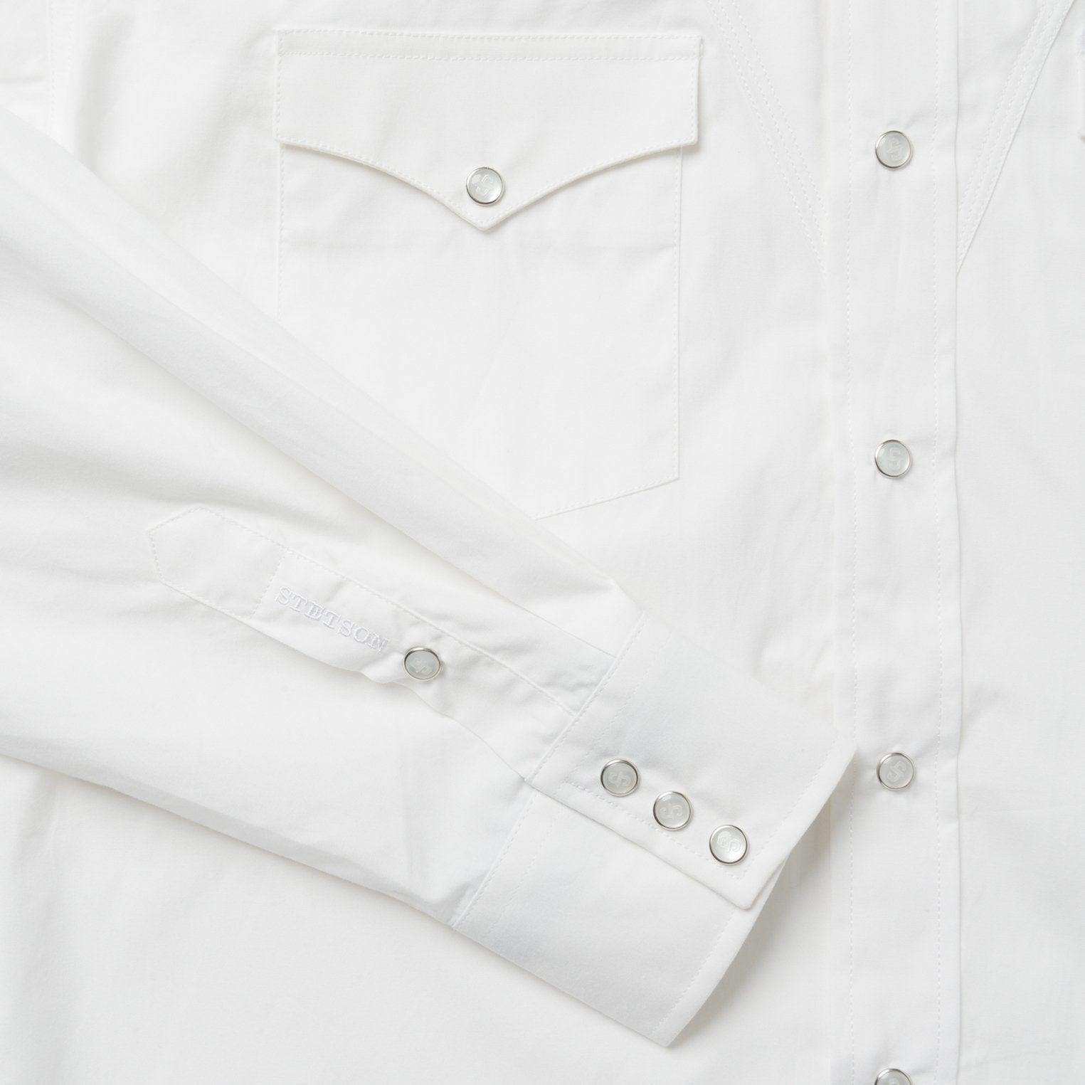 Stetson Classic Solid Snap Poplin Shirt In Optic White - Stetson - Flyclothing LLC