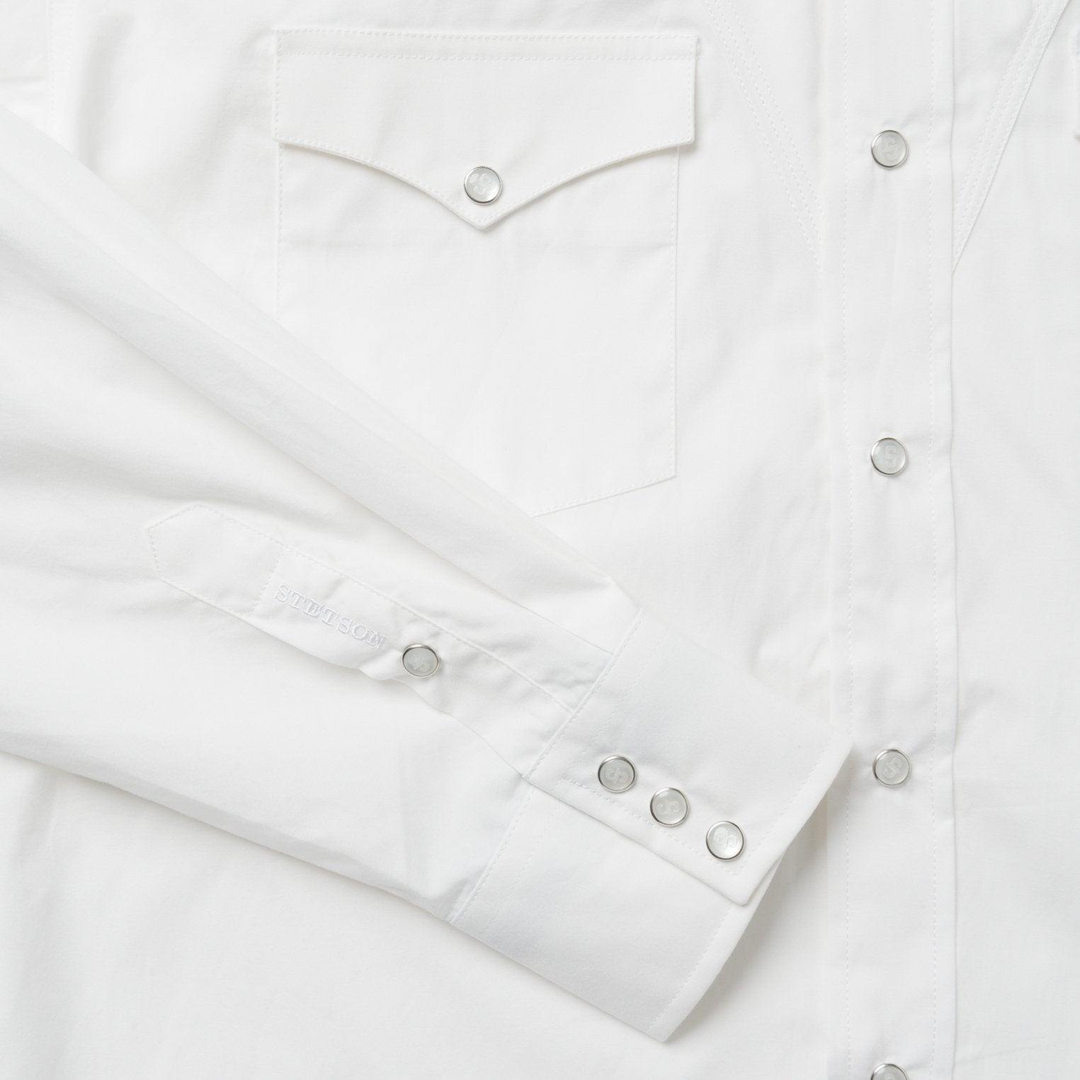 Stetson Classic Solid Snap Poplin Shirt In Optic White