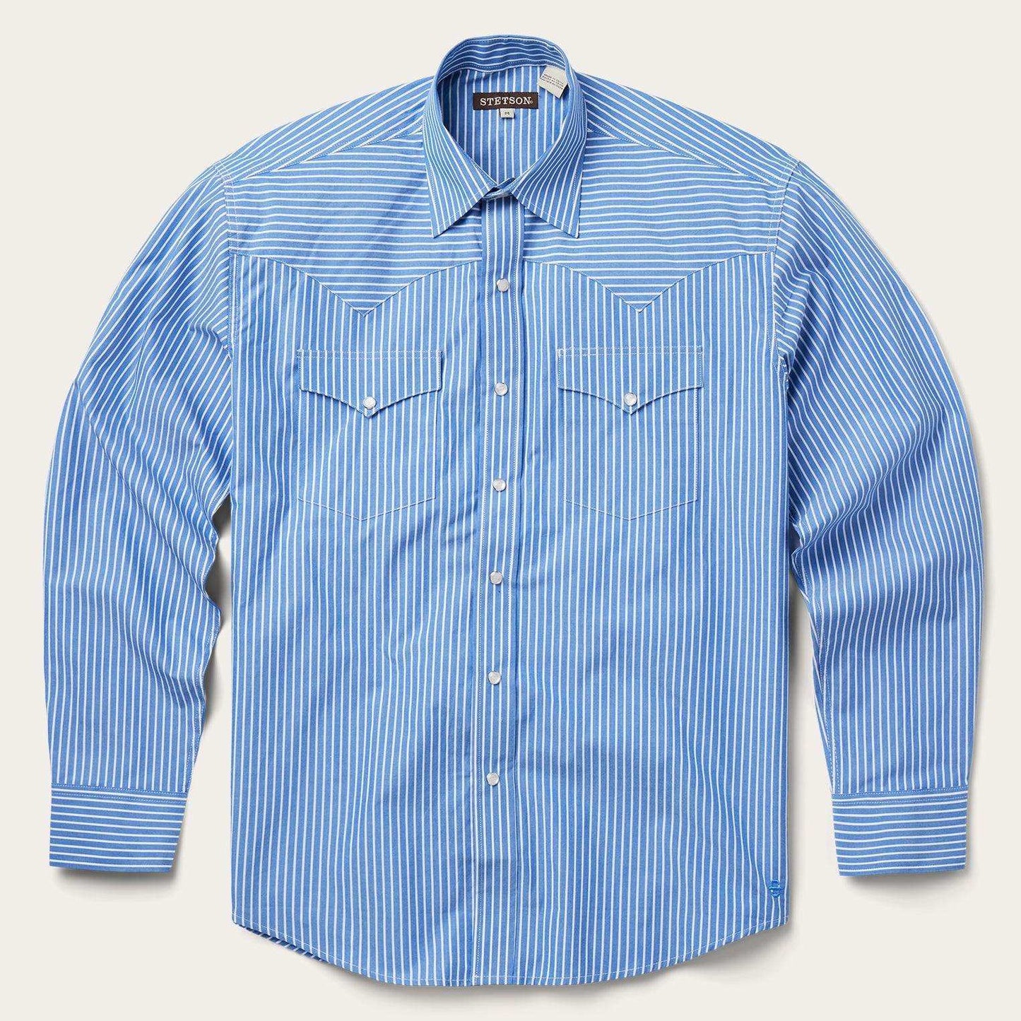 Stetson Blue Western Stripe Shirt - Stetson - Flyclothing LLC