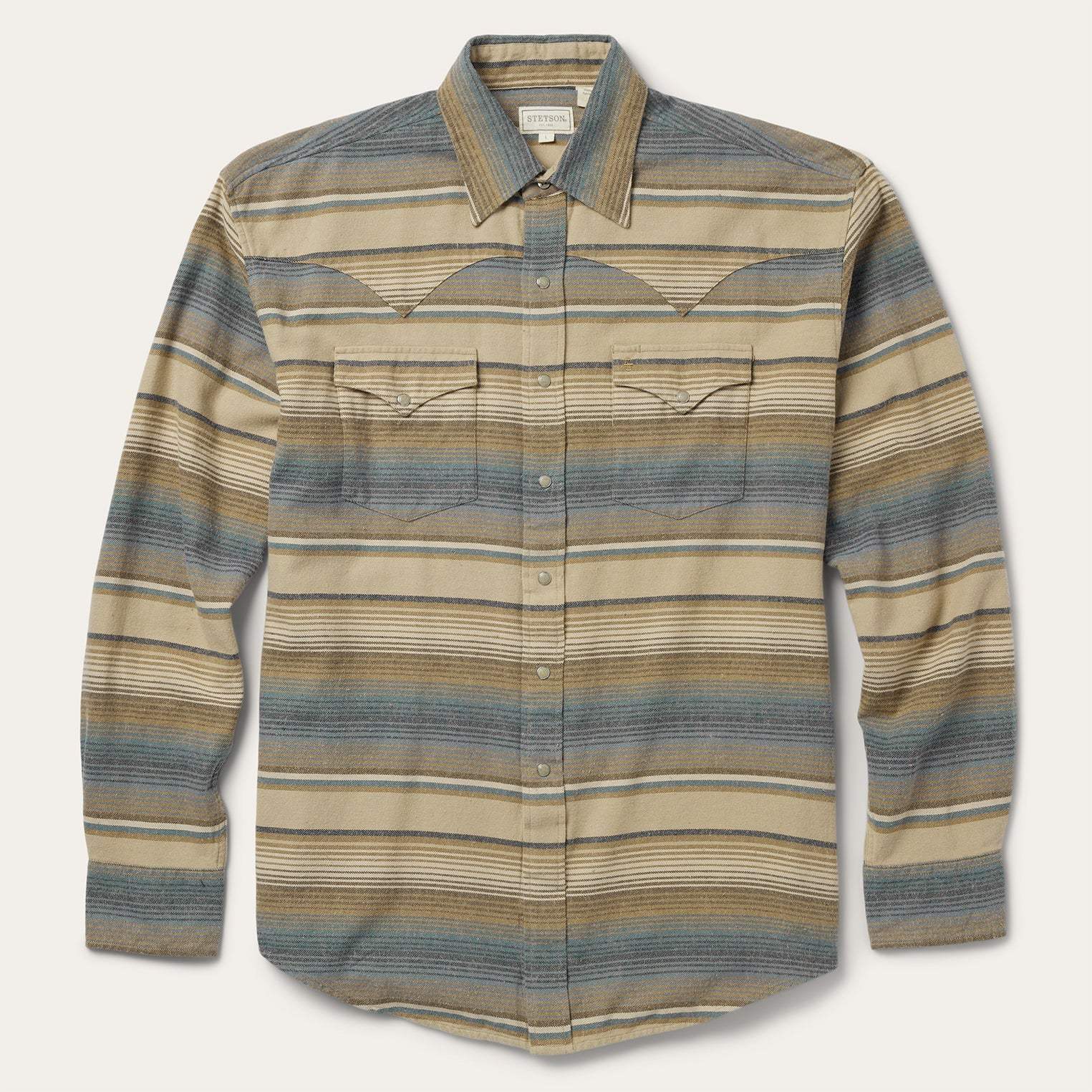 Stetson Blue Stripe Flannel Western Shirt - Stetson - Flyclothing LLC