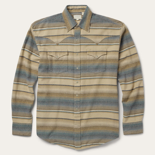 Stetson Blue Stripe Flannel Western Shirt