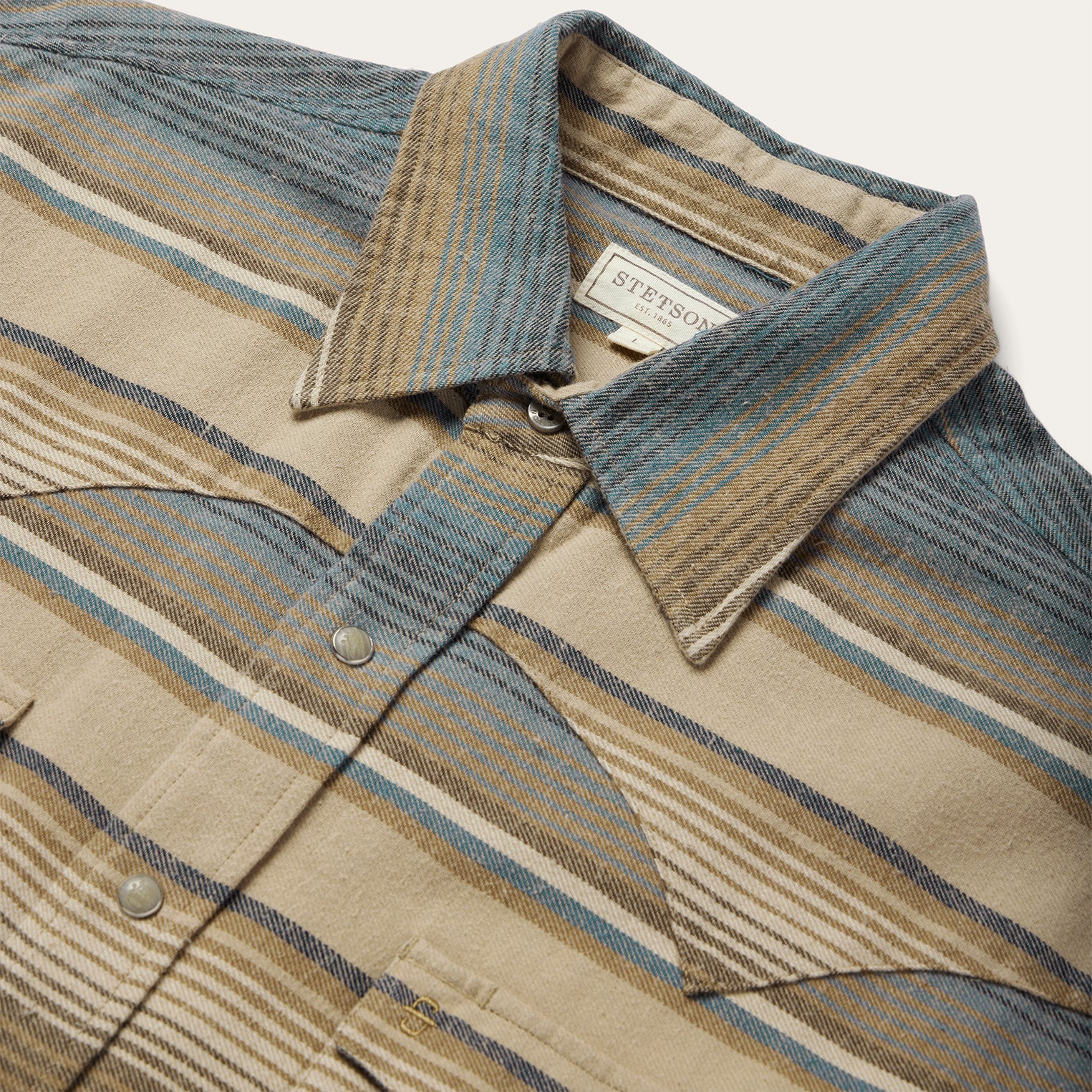 Stetson Blue Stripe Flannel Western Shirt