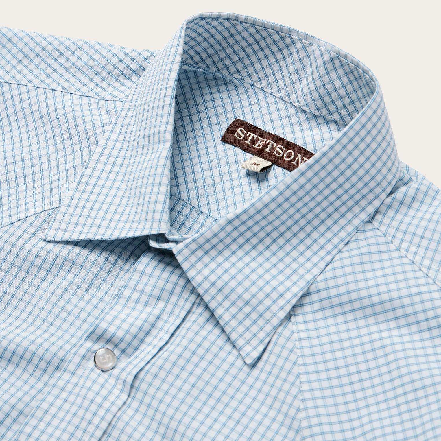 Stetson Blue Two Stripe Check Western Shirt - Stetson - Flyclothing LLC
