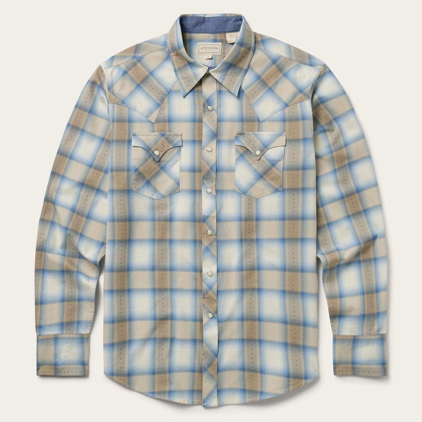 Stetson Sand Plaid Dobby Western Shirt - Stetson - Flyclothing LLC