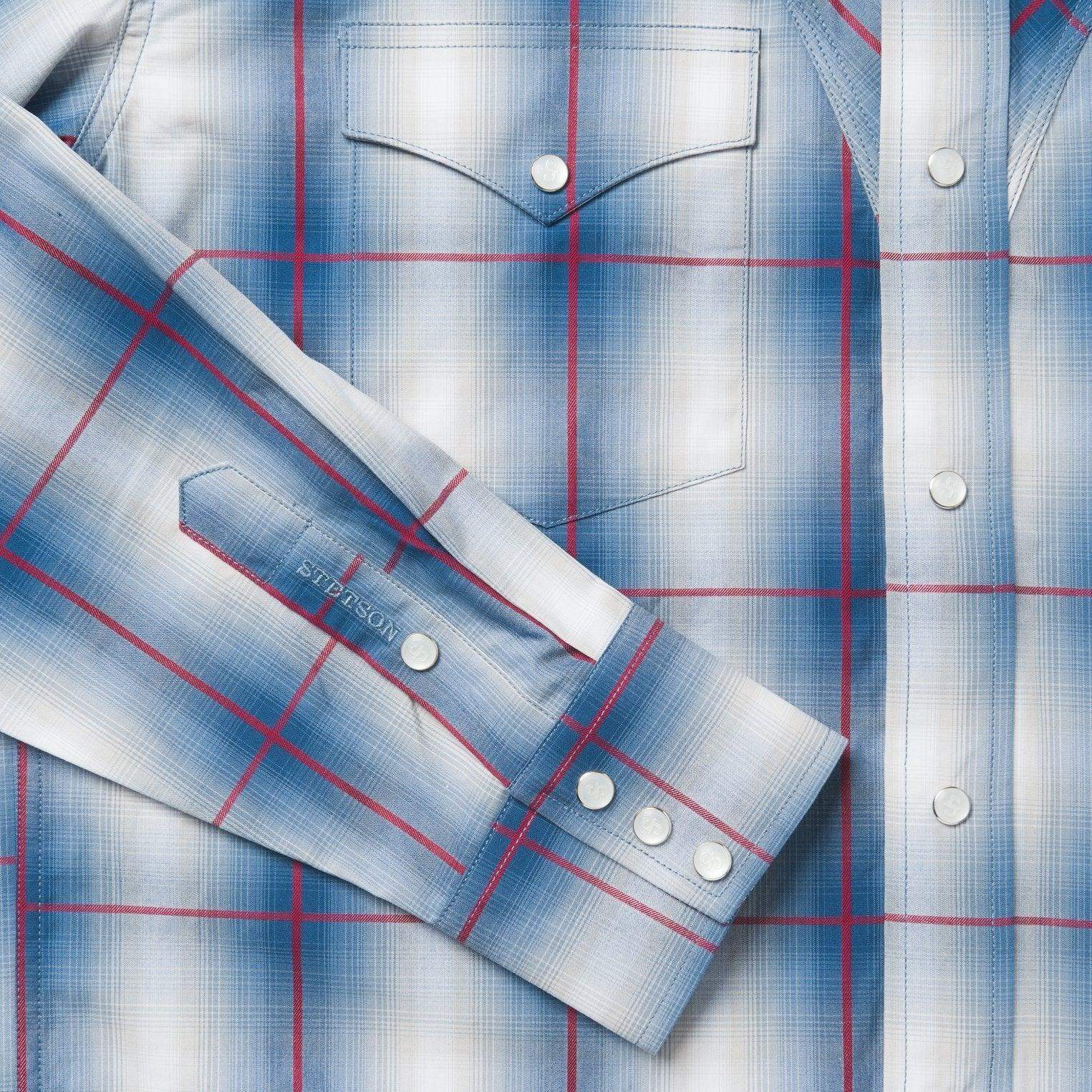 Stetson Indigo Ombre Plaid Western Shirt - Stetson - Flyclothing LLC