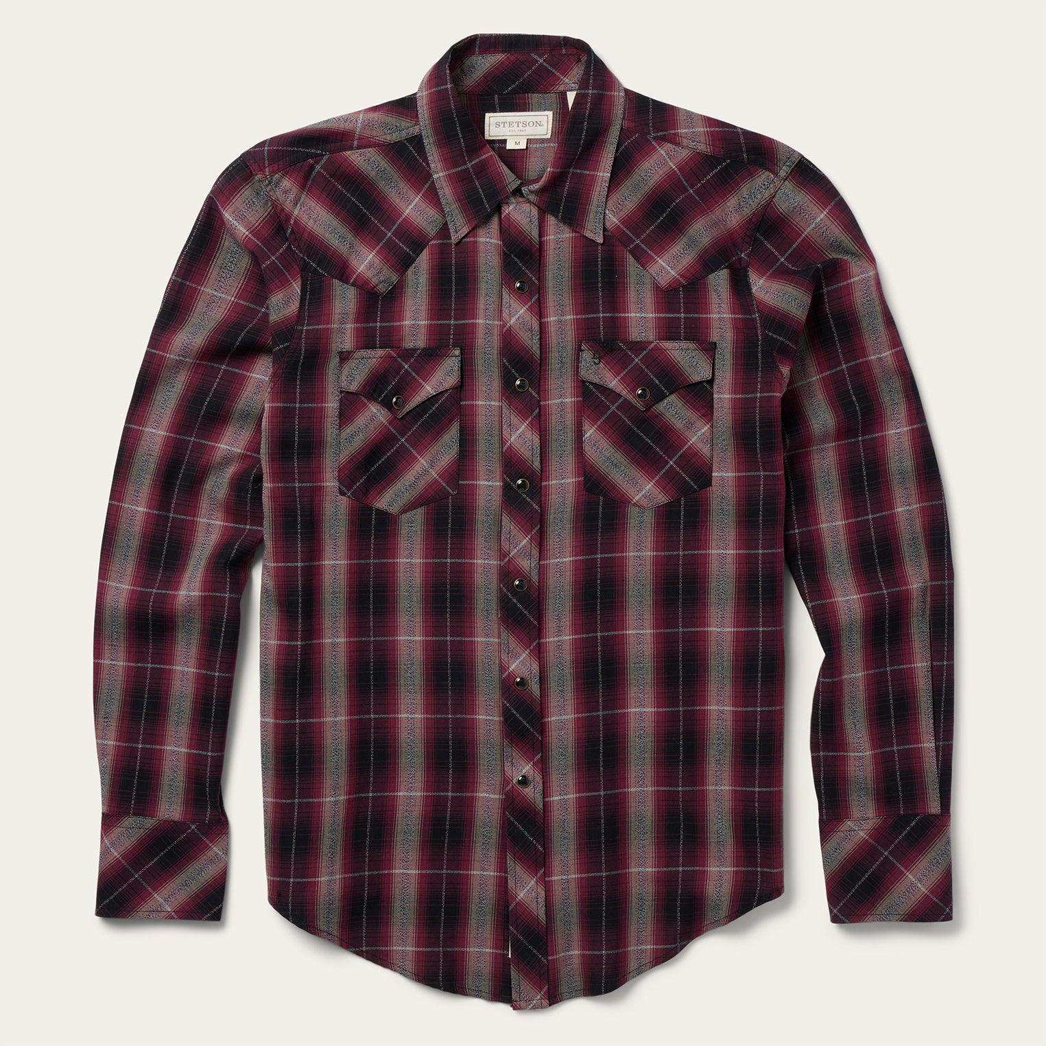 Stetson Red Marl Plaid Western Shirt - Stetson - Flyclothing LLC