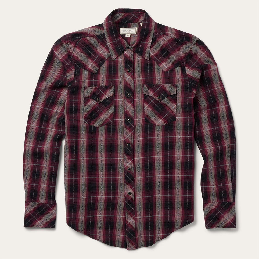 Stetson Red Marl Plaid Western Shirt - Stetson