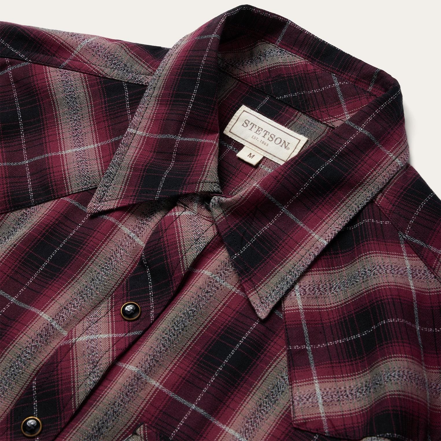 Stetson Red Marl Plaid Western Shirt - Flyclothing LLC