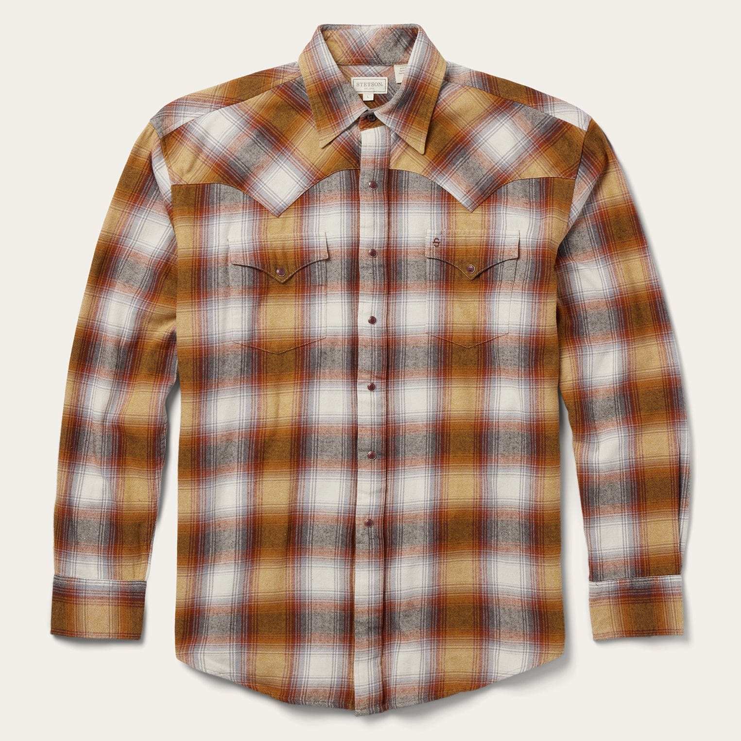 Stetson Rust Plaid Flannel Western Shirt - Stetson - Flyclothing LLC