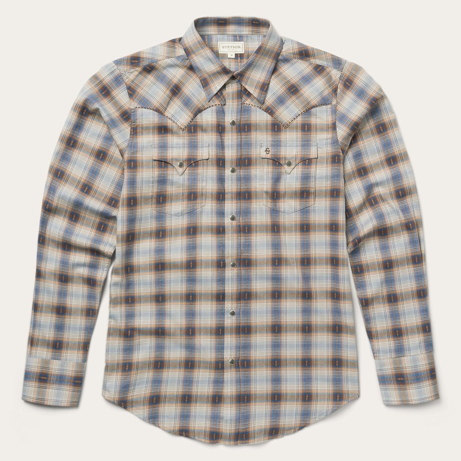 Stetson Classic Western Shirt in Brown and Blue Ombre - Flyclothing LLC