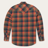 Stetson Classic Flannel Western Shirt in Orange and Blue Plaid - Stetson