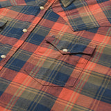 Stetson Classic Flannel Western Shirt in Orange and Blue Plaid - Stetson