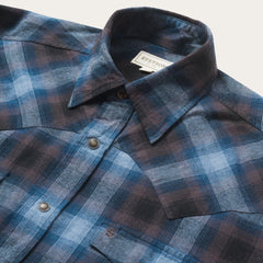 Stetson Classic Flannel Western Shirt in Blue Plaid - Flyclothing LLC